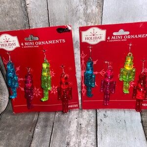 Holiday Time 4 pc Mini Nutcracker Solder Multicolor Christmas Ornaments Set of 2